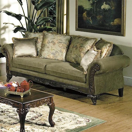 Upholstered Sofa with Coordinating Pillows